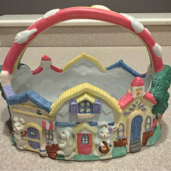 Vintage ABC Distributing 1995 Ceramic Easter Bunny Basket - Picture 2 of 6